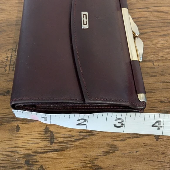 Vtg 80/90's Gary's Leather Brown Bifold Wallet Genuine Calf Leather Kiss Lock - Picture 14 of 14